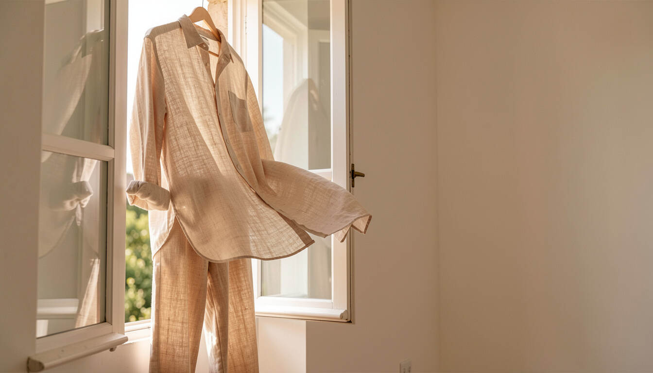Choose linen and hemp for warm weather wardrobes: editorial still life showing breathability, fabric weight, and wrinkle behaviour